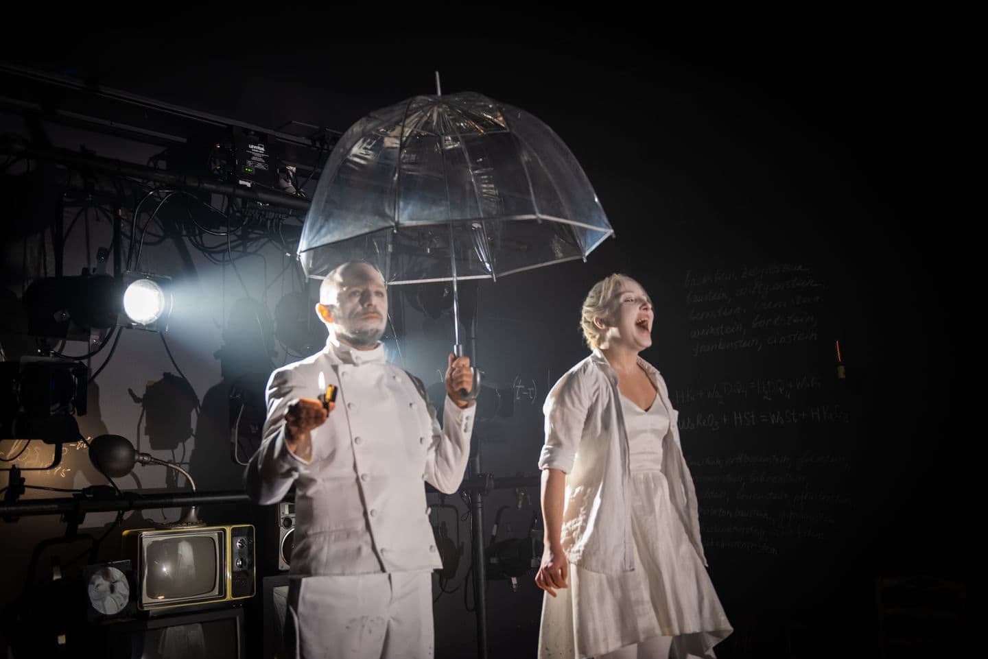 David Gamarnik and Olga Sokolova in the Arlekin Players' production of “The Stone.” (Courtesy Irina Nanilova)