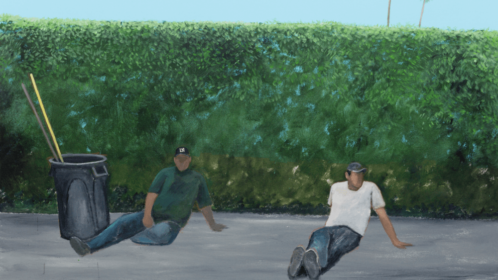 Ramiro Gomez's "Resting," 2019. (Courtesy of the artist, P·P·O·W, New York, Charlie James Gallery, Los Angeles and the Museum of Fine Arts, Boston)