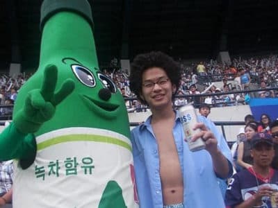 Dan at Jamsil Stadium during his study abroad program in 2001. (Courtesy Dan Kurtz)