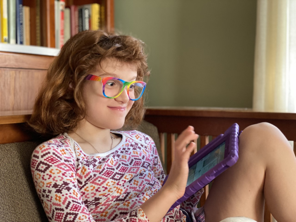 Third-grader Ginger Lidsky and her mother Carol Vinzant talk about the challenges of online learning. (Courtesy)