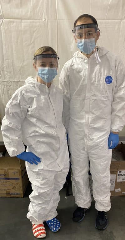 Registered nurse Bridget Sullivan and physician Dr. Peter Smith are co-directing the respite shelter at Boston Hope. (Photo courtesy of Bridget Sullivan)