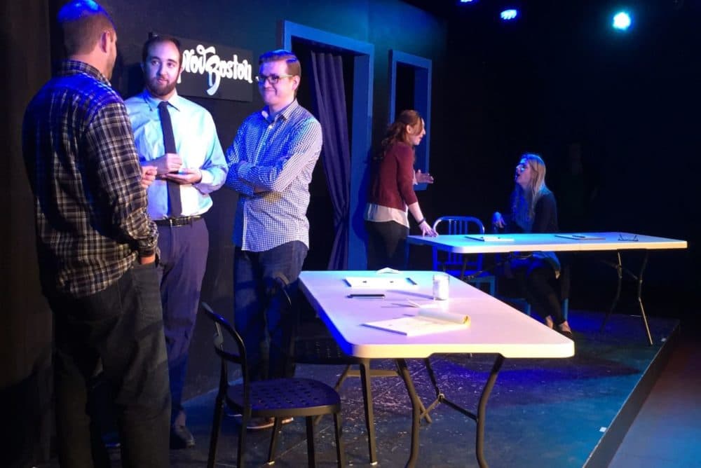 A scene from the 2016 ImprovBoston show, "WIPR: Improvised Public Radio." (Courtesy ImprovBoston)