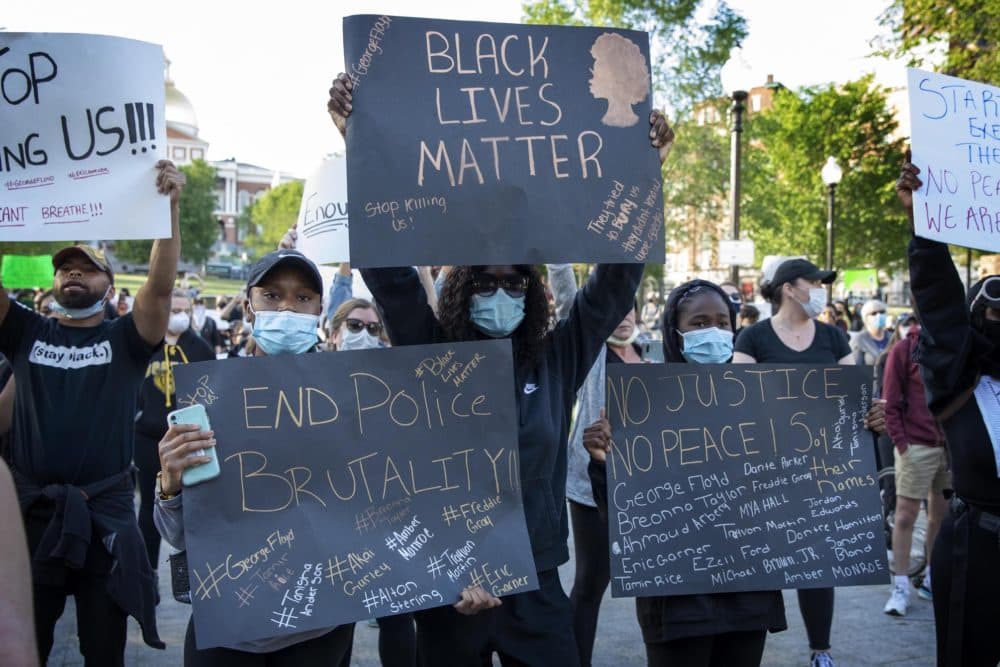 Black Lives Matter protesters congregate on Boston Common. (Robin Lubbock/WBUR)