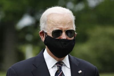 Democratic presidential candidate, former Vice President Joe Biden, with Jill Biden, departs after laying a wreath at the Delaware Memorial Bridge Veterans Memorial Park, Monday, May 25, 2020, in New Castle, Del. (AP Photo/Patrick Semansky)