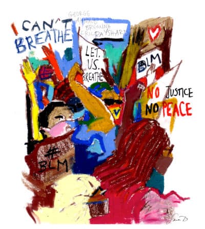 Sara Dilliplane's sketch from a Black Lives Matter demonstration. (Courtesy)