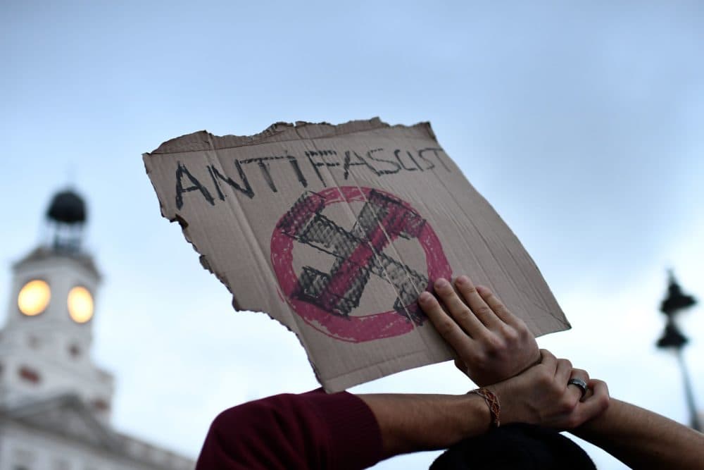 Trump wants to designate antifa — short for "anti-fascists" — as a terrorist organization. Attorney General William Barr says they're to blame for looting in cities. (Oscar Del Pozo/AFP/Getty Images)