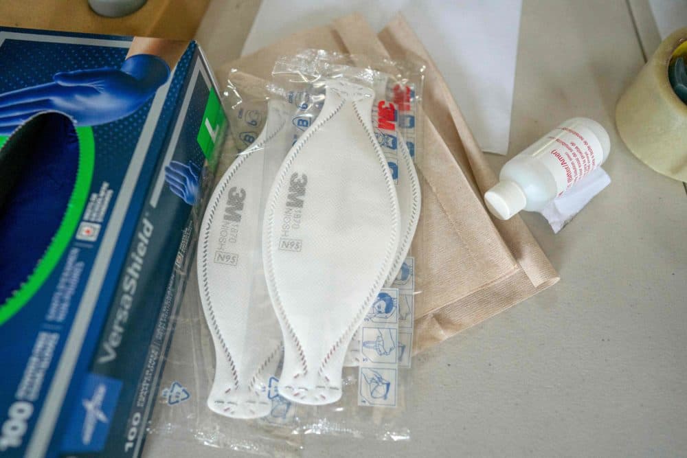 N95 masks wait for deployment at the Anne Arundel County Fire Department supply depot on April 9, 2020 in Glen Burnie, Maryland. (Alex Edelman/AFP via Getty Images)