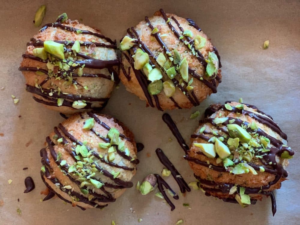 Sofra Bakery is offering pistachio and rose coconut macaroons for Bakers Against Racism. (Courtesy Sofra Bakery)