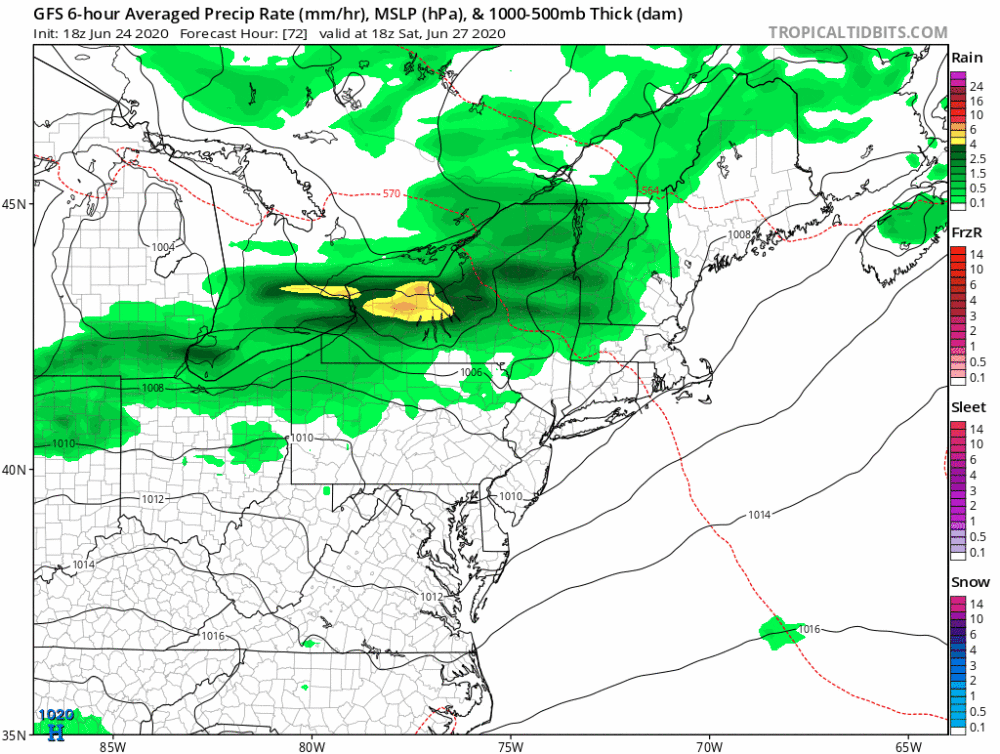 There is the chance for a few showers Saturday afternoon across the area, but it will be warm. (Courtesy:Tropical Tidbits)