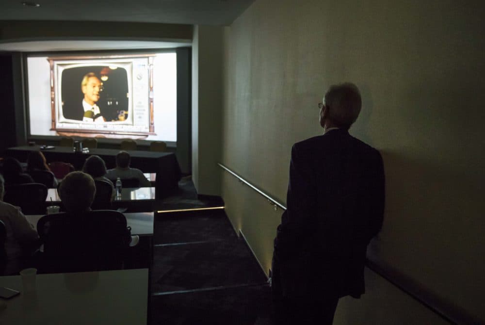 Former Alabama Gov. Don Siegelman watches a screening of the documentary "Atticus v. The Architect" about his prosecution and imprisonment during the Netroots Nation conference in Atlanta, Thursday, Aug. 10, 2017. (David Goldman/AP Photo)