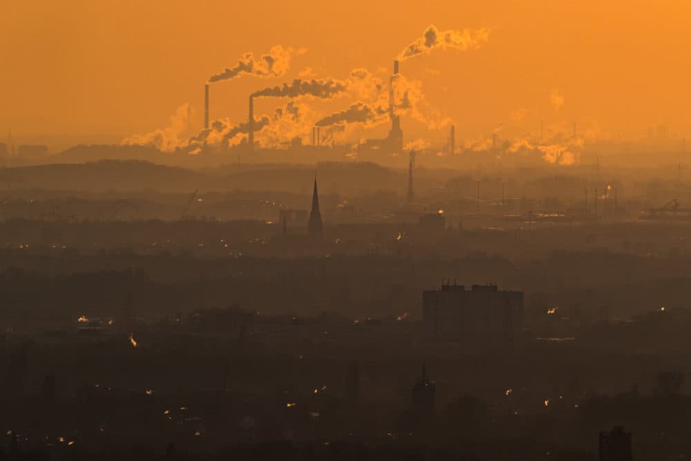 Steam and exhaust rise from different companies on a cold winter day on January 6, 2017 in Oberhausen, Germany. (Lukas Schulze/Getty Images)