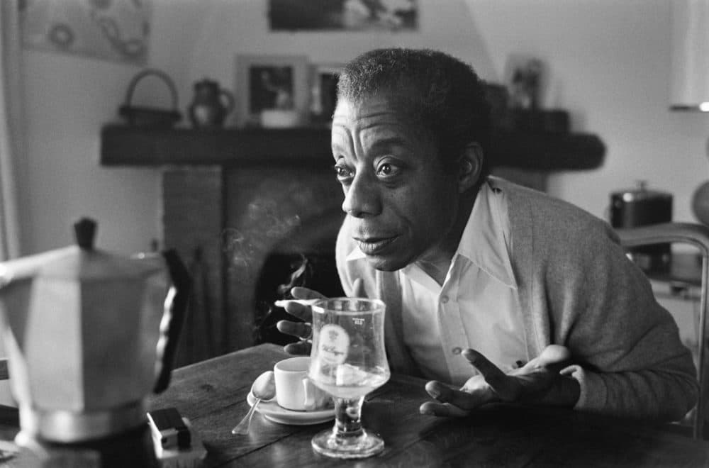 American novelist, writer, playwright, poet, essayist and civil rights activist James Baldwin poses at his home in Saint-Paul-de-Vence, southern France, on November 6, 1979. (RALPH GATTI/AFP via Getty Images)