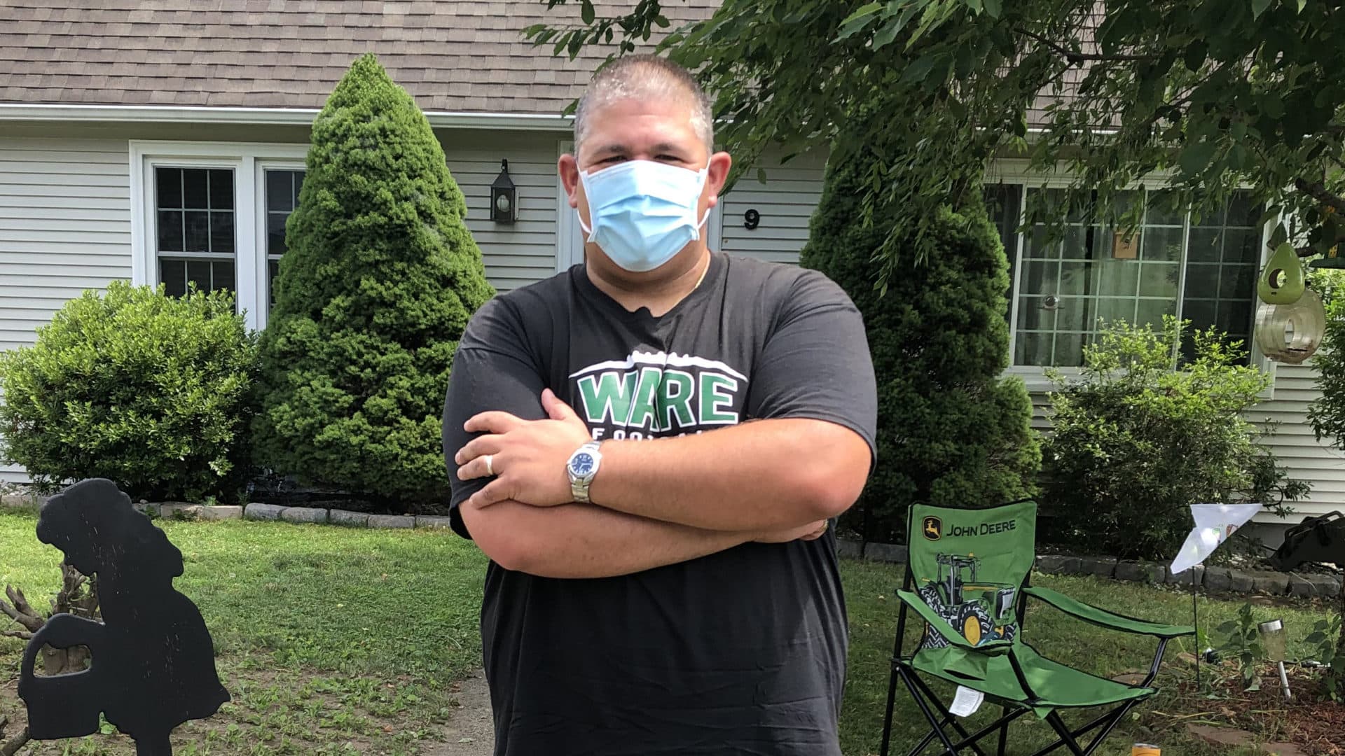 Nicholas Vantangoli of Ware, Mass., says he voted for President Trump in 2016 but won't vote for him this year. (Anthony Brooks/WBUR)