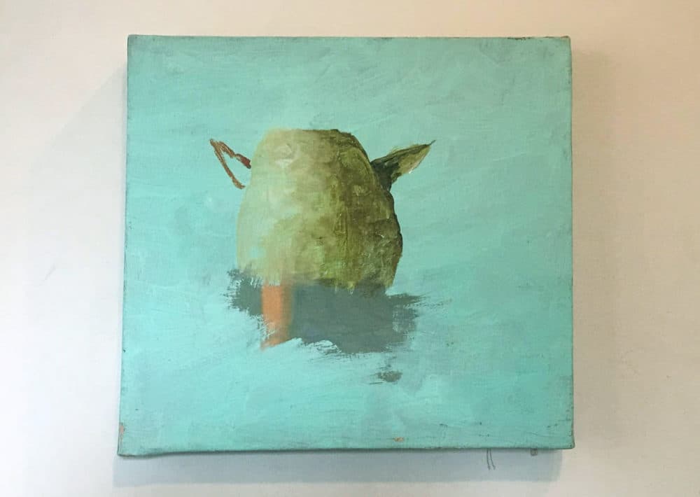One of Sandy Goldberg's "Bad Eye Paintings" — a feckless chicken, naked on canvas. (Credit: Sandy Goldberg)