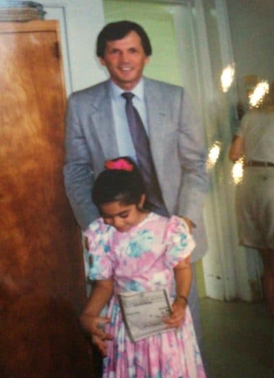 The author pictured with her elementary school principal in the mid-'90s. (Courtesy)