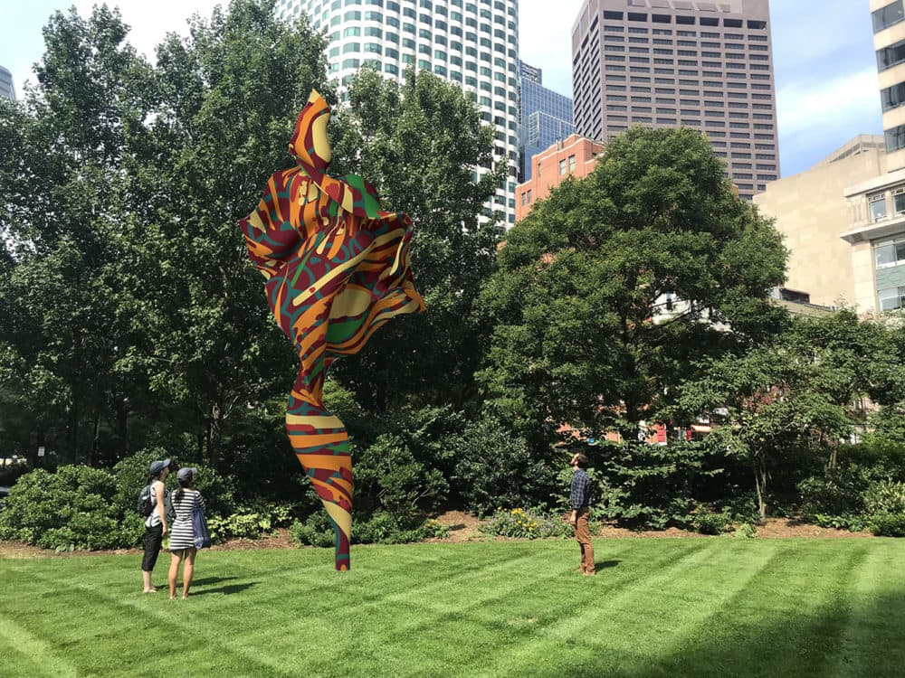 An illustration of Yinka Shonibare’s sculpture “Wind Sculpture (SG) V," which will be installed in one of the Rose Kennedy Greenway gardens July 7. (Courtesy)