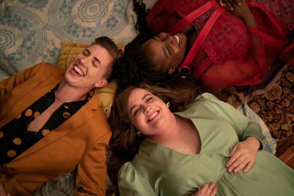 Left to right, Emily Fightmaster, Aidy Bryant and Lolly Adefope in season two of "Shrill." (Courtesy Hulu)