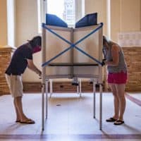 Early voting in the Massachusetts primary at the Boston Public Library. (Jesse Costa/WBUR)