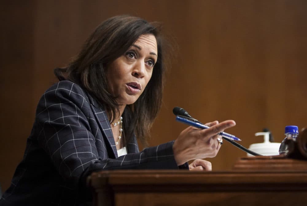 Senator Kamala Harris (D-CA) speaks at a hearing of the Homeland Security Committee attended by acting U.S. Customs and Border Protection (CBP) Commissioner Mark Morgan at the Capitol Building on June 25, 2020 in Washington, DC. (Alexander Drago/Getty Images)