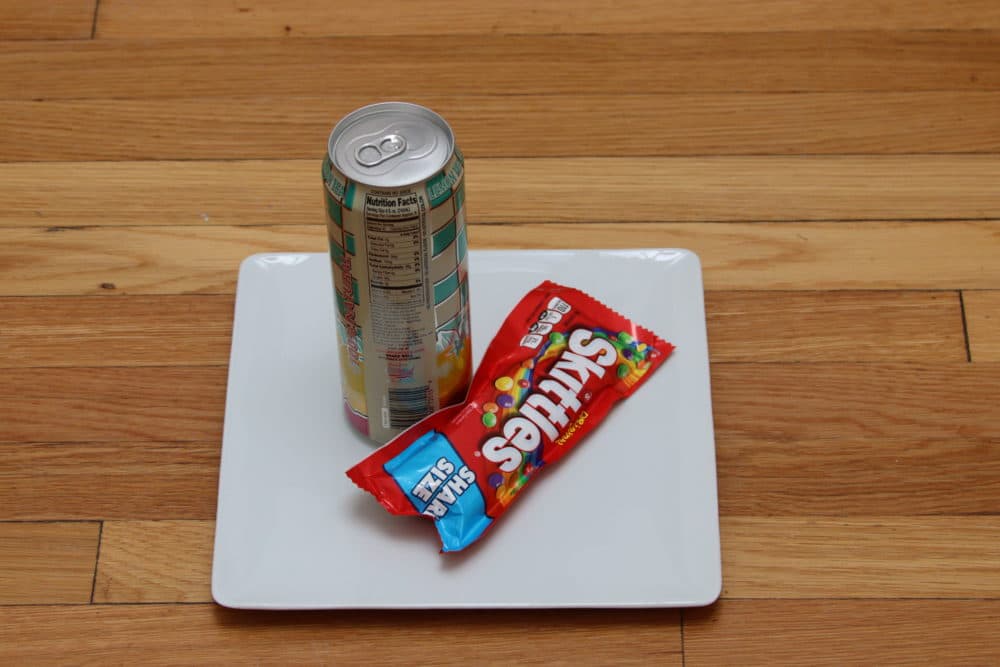 Skittles and an Arizona iced tea, part of "Black Lives . . ." by Keith Morris Washington. (Courtesy)