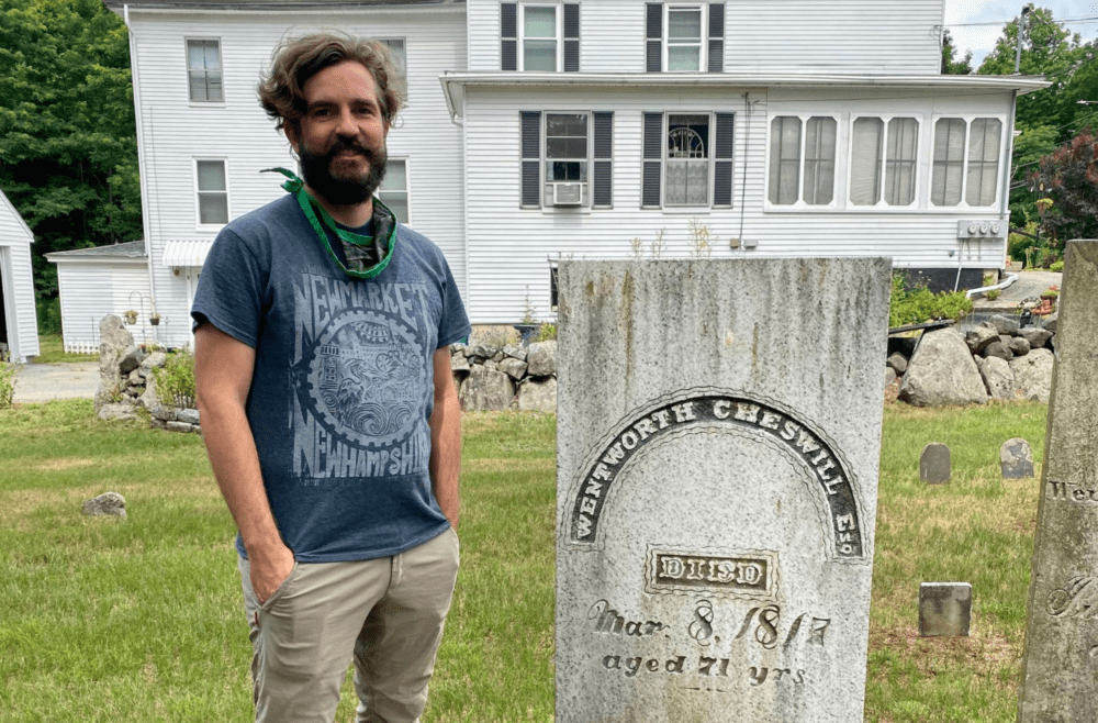 John Herman at the Cheswill Cemetery. (Sean Hurley/NHPR)