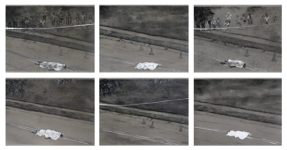 Shaun Leonardo, “Michael Brown (drawings 1-6)," 2015. (Collection of John Hatfield and Amy Wolf)