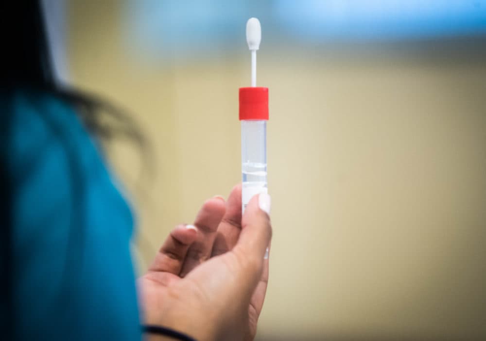 The COVID-19 testing collection site on the BU Medical Campus on July 27, 2020 (Jackie Ricciardi for Boston University)