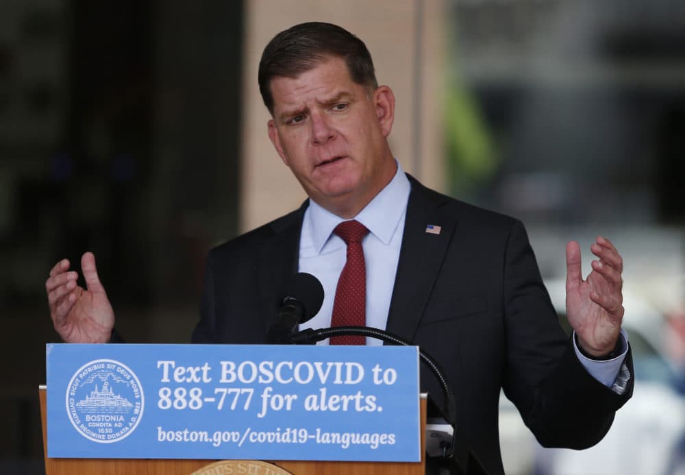 Boston Mayor Marty Walsh speaks during a press conference to share updates relating to COVID-19 in the City of Boston. (Jessica Rinaldi/The Boston Globe via Getty Images)