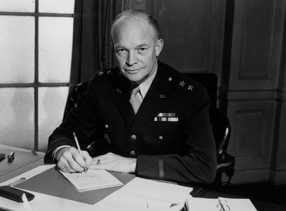 Dwight Eisenhower (1890 - 1969), commander of the American Forces in the European theatre of war, at the time of his promotion, by President Roosevelt,  to Lieutenant General.  (M. McNeill/Fox Photos/Getty Images)