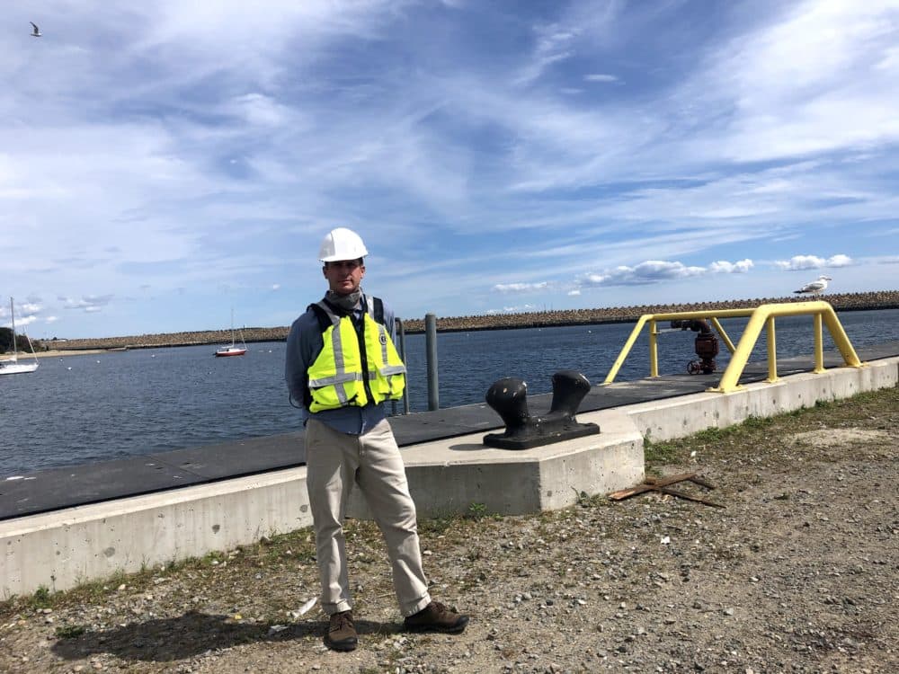 Bruce Carlisle, Managing Director for Offshore Wind for MassCEC, at the New Bedford Marine Commerce Terminal. (Bruce Gellerman/WBUR)