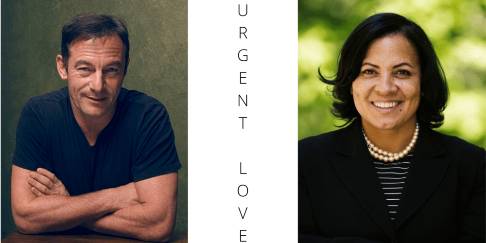 Actor Jason Isaacs (left) and Suffolk County DA Rachael Rollins. (Courtesy Guy Ben-Aharon/The Jar)