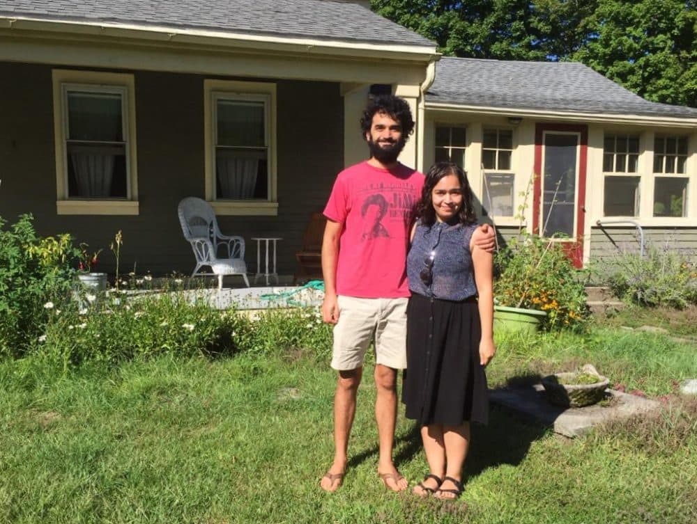 Dana Nestor and Nina Fernandes at their new house in Northampton. (Karen Brown/NEPR)
