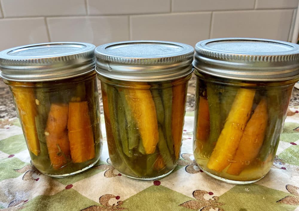 Canned carrots and beans. (Kathy Gunst/Here & Now)