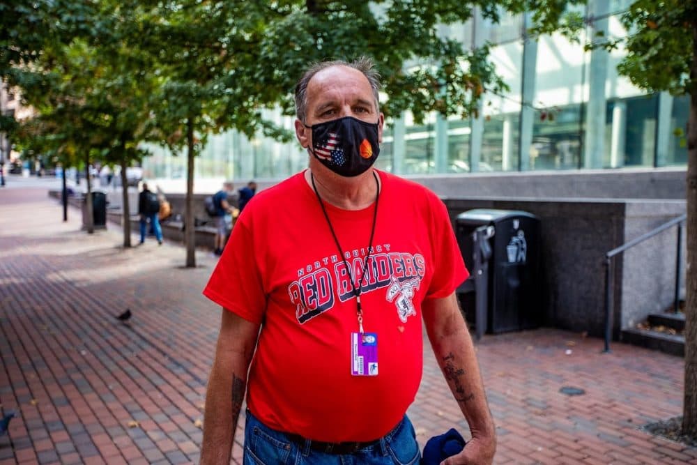 Dan Reid says he's a fully disabled Army veteran. He's staying at the New England Center and Home for Veterans in downtown Boston. He's hoping to find his own place before winter hits. (Jesse Costa/WBUR)