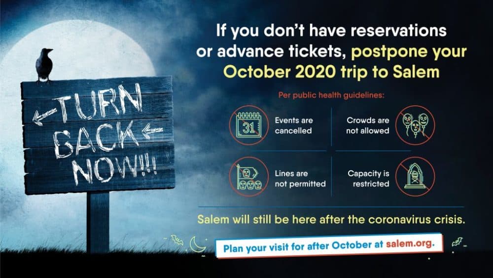 A PSA on Salem's tourism website discouraging Halloween visitors during the coronavirus pandemic. (Courtesy City of Salem)