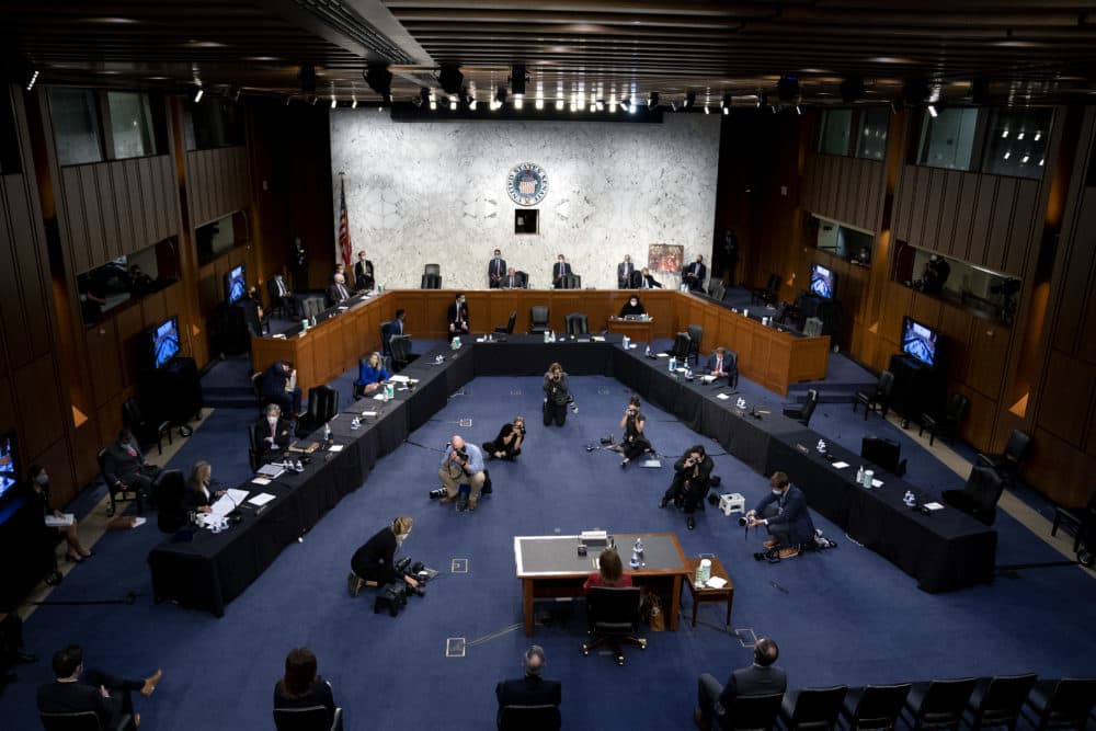 Supreme Court Justice nominee Judge Amy Coney Barrett testifies during her Senate Judiciary Committee confirmation hearing for Supreme Court Justice on Capitol Hill on October 13, 2020 in Washington, DC. (Stefani Reynolds - Pool/Getty Images)