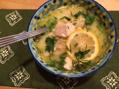 Avgolemono soup. (Kathy Gunst)