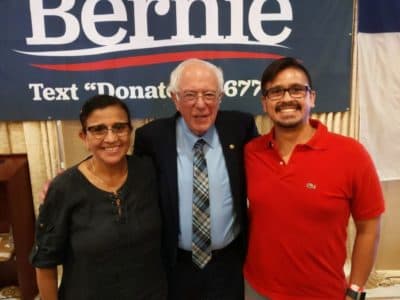 Guest Rodrigo Gomez-Carlin, his mom and Bernie Sanders. (Courtesy)