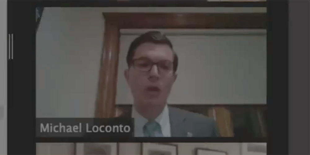A screenshot of Michael Loconto, the Boston School Committee chair who resigned following outrage over remarks he made during a public meeting. (Max Larkin/WBUR)