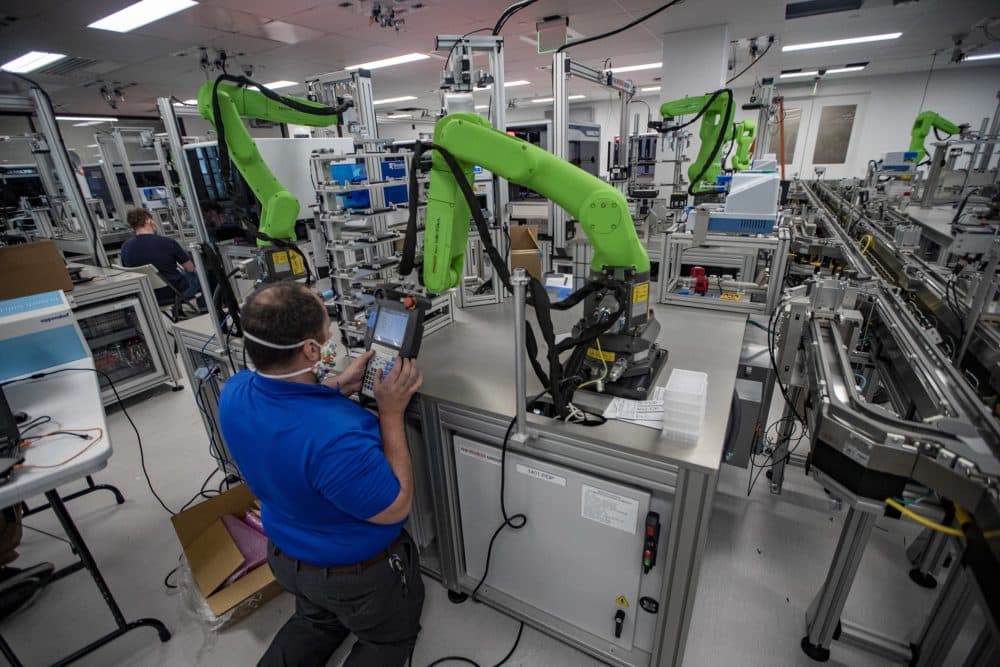 Ginkgo Bioworks is building a facility that they expect will be able to process tens of thousands of coronavirus test samples a day with a 24-hour turnaround time. (Jesse Costa/WBUR)