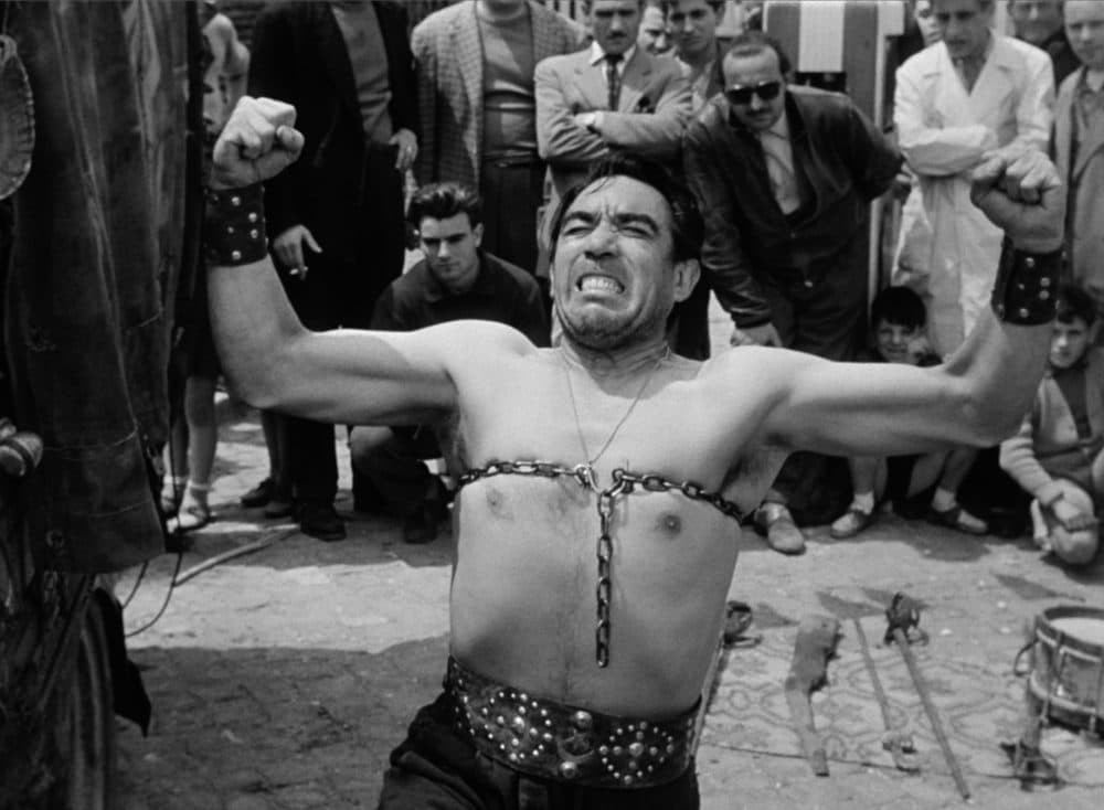 Anthony Quinn as Zampanò in Federico Fellini's "La Strada." (Courtesy Janus Films)