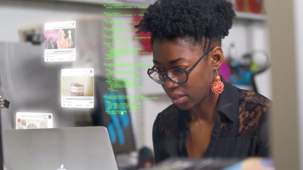 Joy Buolamwini in a still from the documentary "Coded Bias." (Courtesy 7th Empire Media)