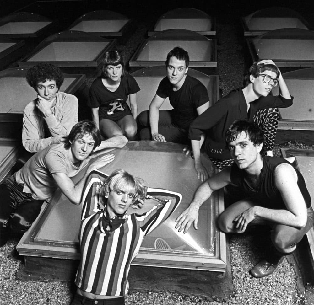 The band Human Sexual Response, clockwise from the bottom: Windle Davis in a striped shirt, Chris Maclachlan, Larry Bangor, Casey Cameron, Malcolm Travis, Rich Gilbert and Dini Lamot. (Courtesy Michael Grecco)