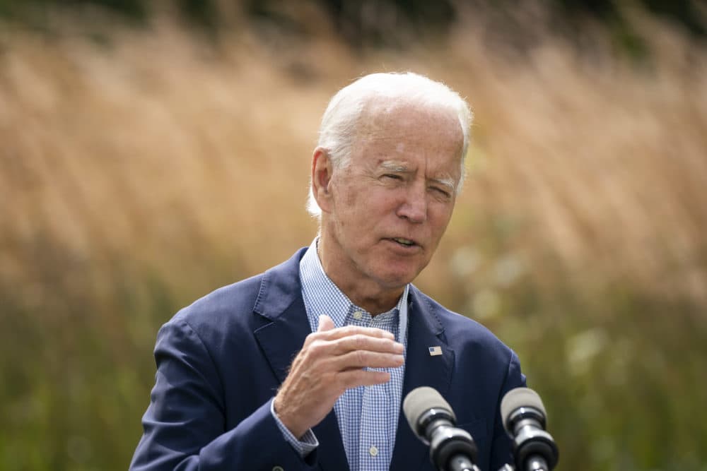 Joe Biden speaks about climate change and the wildfires on the West Coast. (Drew Angerer/Getty Images)