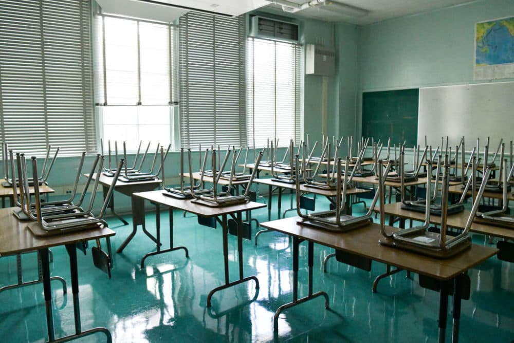 An empty classroom on August 13, 2020. (Rodin Eckenroth/Getty Images)