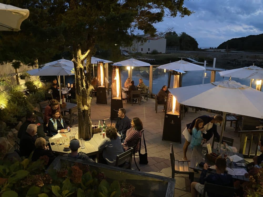 The Lobster Trap restaurant in Bourne has a heated patio area. Owner Dave DeLancey said he plans to stay open all winter. (Courtesy Max Rubin/The Lobster Trap)