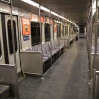 Empty seats on an MBTA Red Line train near Central Square at lunchtime. (Robin Lubbock/WBUR)