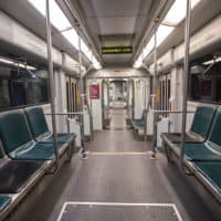 An empty MBTA Green Line train en route to Government Center. (Jesse Costa/WBUR)