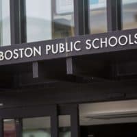 The sign for the Boston Public School headquarters in Nubian Square. (Jesse Costa/WBUR)