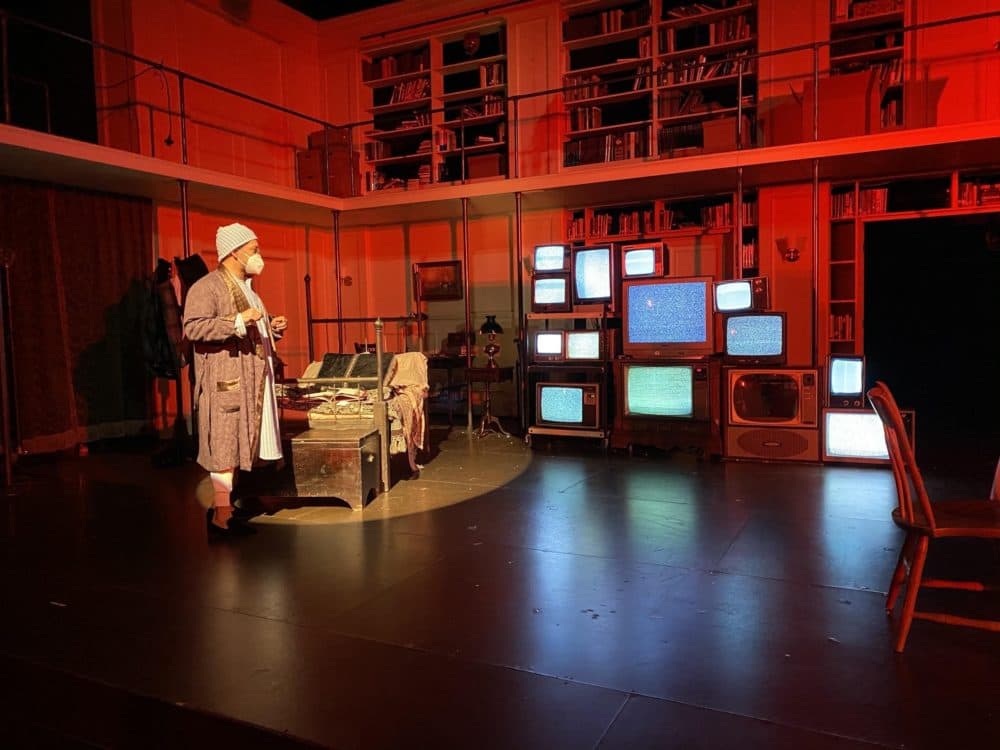 Joe Wilson Jr. as Scrooge during filming of Trinity Rep's production of "A Christmas Carol." (Courtesy Amanda Downing Carney)